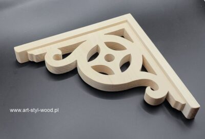 Ażurowa podpora drewniana pod półkę, podpora półki drewnianej, podpora pod półke w stylu loftowym